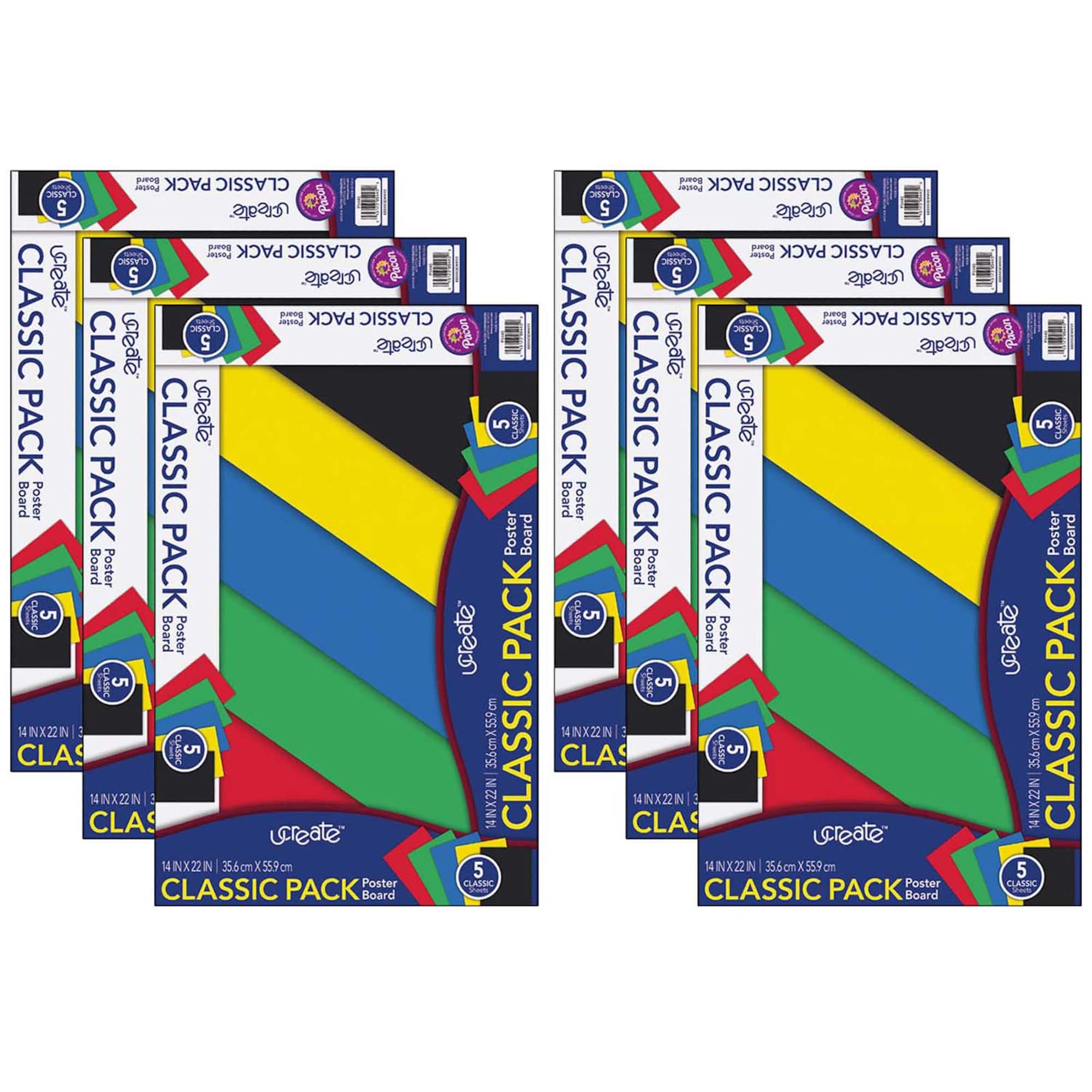 UCreate® Assorted Colors 14" x 22" Poster Board, 6 Packs of 5